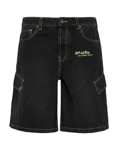 Off-white Man Denim Shorts Charcoal Size 30 Cotton