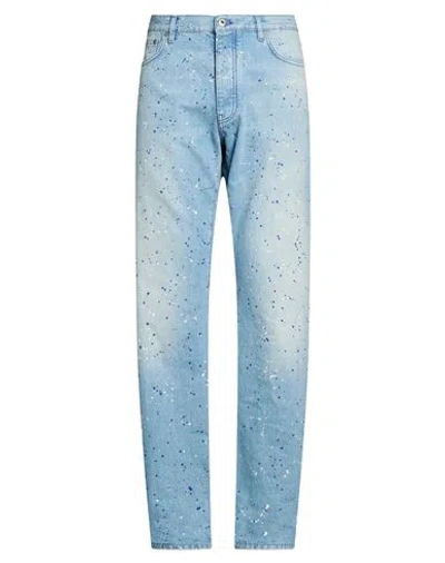 Off-white Man Jeans Blue Size 36 Cotton In Transparent