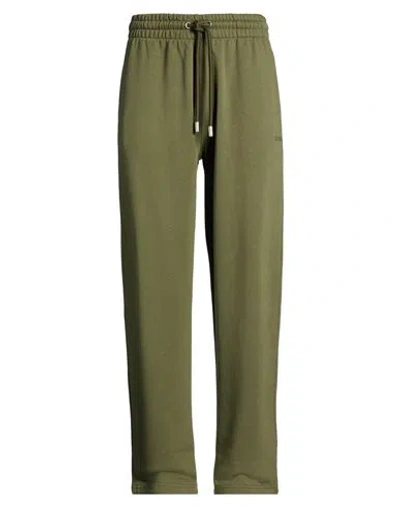 Off-white Man Pants Military Green Size L Cotton, Elastane