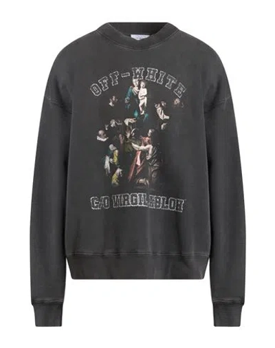 Off-white Man Sweatshirt Charcoal Size S Cotton, Elastane In Gray