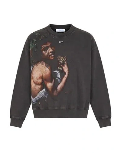 Off-white Man Sweatshirt Charcoal Size Xl Cotton In Gray