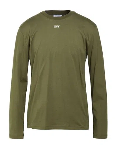 Off-white Man T-shirt Military Green Size L Cotton