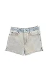 Off-white Marbled-effect Denim Shorts In Pattern
