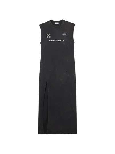 Off-white Marble-effect Logo-print Dress In Black