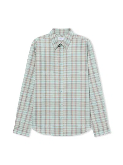Off-white Marker Check Flannel Regular Shirt In Green