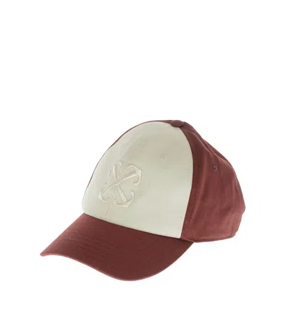 Off-white Maroon Color Block Baseball Cap In Brown