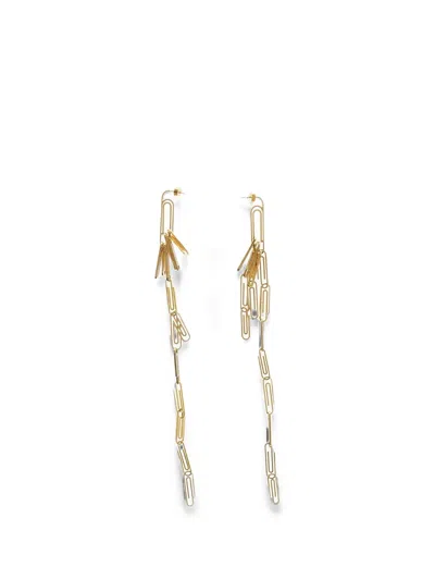 Off-white Maxi Paperclip-shaped Earrings In Gold Effect