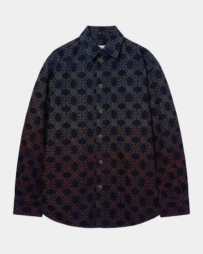 Off-white Arrow Monogram Jacquard Denim Shirt In Multi