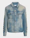 Off-white Diagonal Raw Patch Denim Jacket In Blue