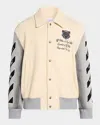 Off-white Logo-embroidered Varsity Jacket In Neutral