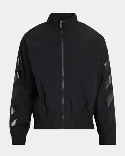 Off-white Men & Apos;s Glossy Arrow Nylon Track Jacket In Black