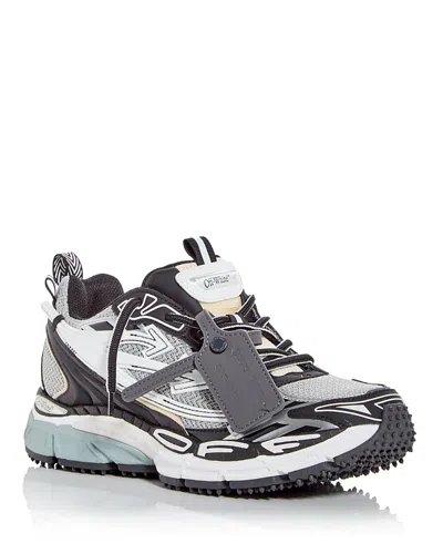 Off-white Ow Be Right Back Grey Low Top Sneakers With Zip-tie Detail In Mesh And Leather Man In White