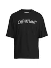 Off-white Black Oversized T-shirt With Contrasting Logo Lettering Print In Cotton Man In Black