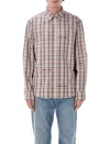 Off-white Flannel Shirt Rounded Hemline Check Cotton In Neutral