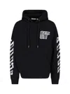 Off-white Motion Arrow Skate Black Cotton Hoodie With Distinctive Graphic Prints In Black