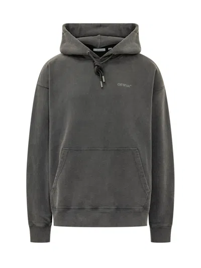 Off-white Men Dark Grey Regular Hoodie In Gray