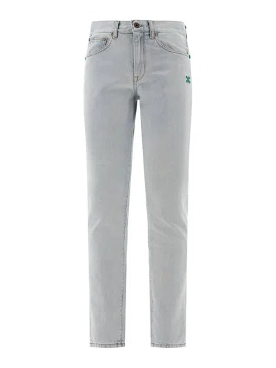 Off-white Men's Designer Jeans In Light Indigo In Blue