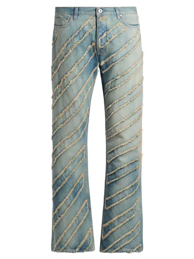 Off-white Men's Diag Ao Skinny Flare Jeans In Gray