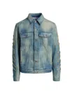 Off-white Diagonal Raw Patch Denim Jacket In Blue