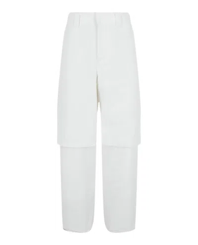 OFF-WHITE MEN'S DOUBLE LAYER CARPENTER PANTS IN WHITE