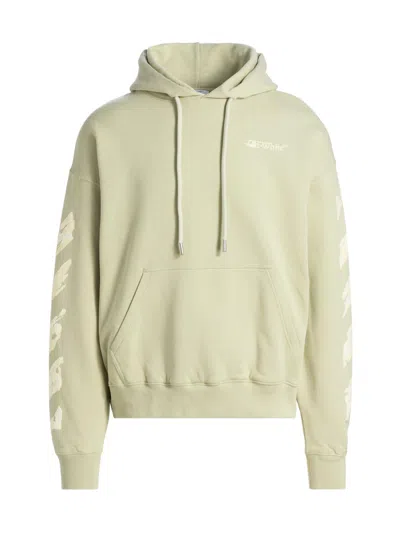 Off-white Men's Ink Arrow Logo Skate Hoodie In Green