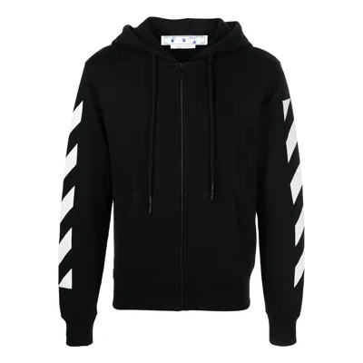 Off-white Men's  Fw22 Back Arrow Pattern Printing Hooded Long Sleeves Ordinary Version Black