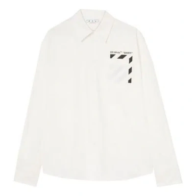 Off-white Men's  Fw22 Pocket Diagonal Stripes Printing Long Sleeves White Shirt