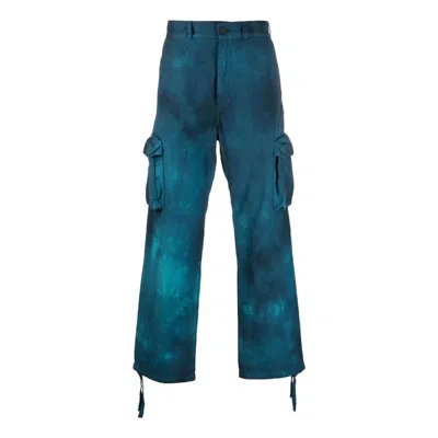 Off-white Men's  Ss22 Tie Dye Cargo Casual Long Pants/trousers Blue