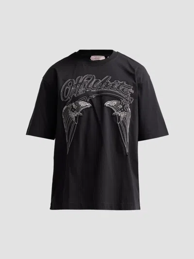 Off-white T-shirt Oversize In Cotone Nero Uomo In Black