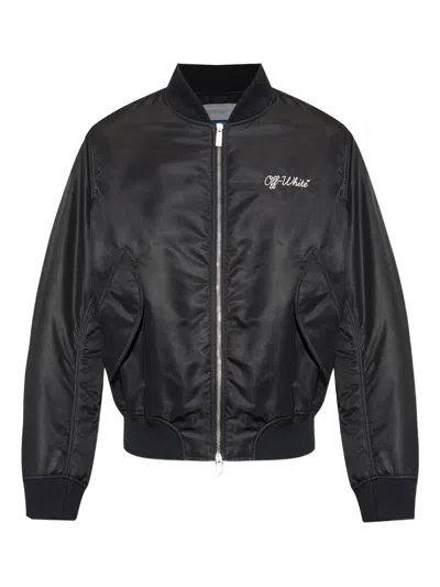 Off-white Men's Varsity Bomber Jacket In Blackwhite