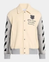 Off-white Logo-embroidered Varsity Jacket In White