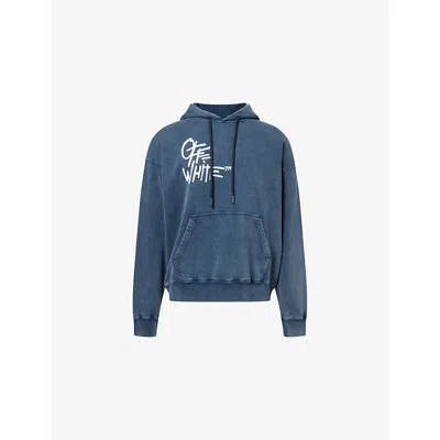 Off-white Mens Mareado Night Sky Vibe Graphic-print Cotton-jersey Hoody Xs In Blue