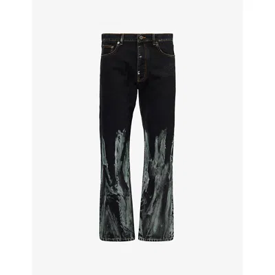 Off-white Mens Multicolor Acid Acid Mint Straight-leg Denim Jeans In Black