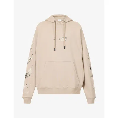 Off-white Mens Spices Arrow Skate Graphic Cotton-jersey Hoody String In Brown