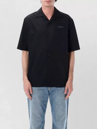 Off-white Metal Arrow Motif Bowling Collar Shirt In Black