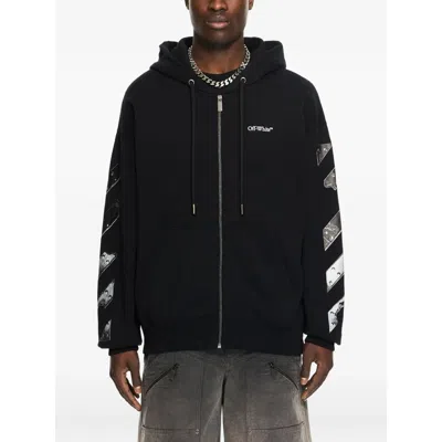 Off-white Metal Arrow Zip-up Hoodie In Black