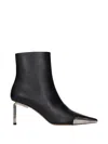 Off-white Metal-cap Stiletto Ankle Boots In Black