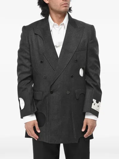 Off-white Meteor Cut-out Double-breasted Blazer In Gray