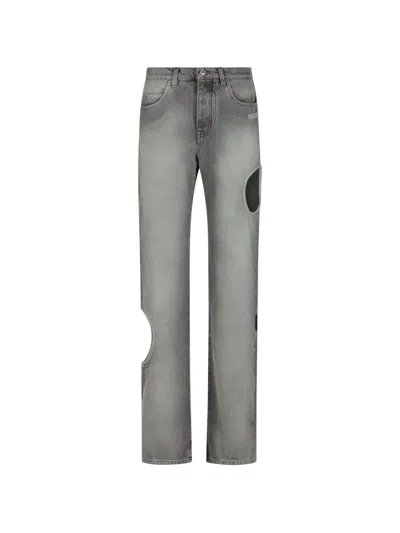 Off-white Meteor Cut-out Jeans In Gray