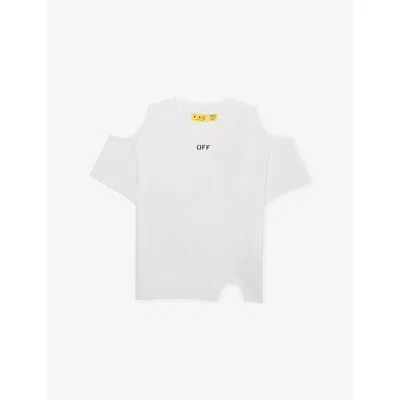 Off-white Kids' Meteor Stamp Short-sleeve Cotton-jersey T-shirt 6-10 Years Whit In White
