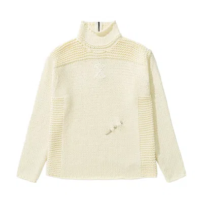 Pre-owned Off-white Meteornail Knit Zip Mockneck 'tofu' | Tan | Men's Size M