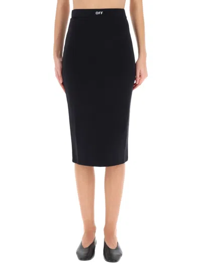 Off-white Midi Skirt With Logo In Black