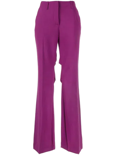 Off-white Mid-rise Flared Trousers In Purple