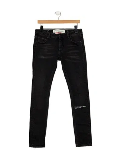 Pre-owned Off-white Mid-rise Skinny Leg Jeans In Black
