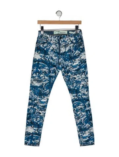 Pre-owned Off-white Mid-rise Skinny Leg Jeans In Blue