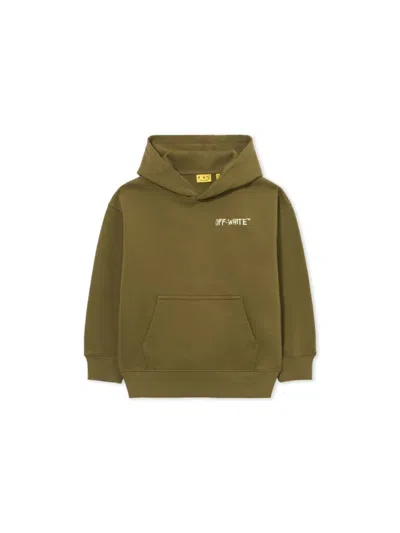 Off-white Mini Boy's Cozy Cotton Sweater In Green