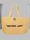 Off-white Jitney Beach Bag Rectangular Woven Handles In Yellow