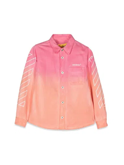 Off-white Mini Helvetica Cotton Shirt For Girls In Pink