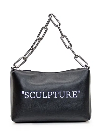 Off-white Mini Pouch Handbag With Striking Accents In Black
