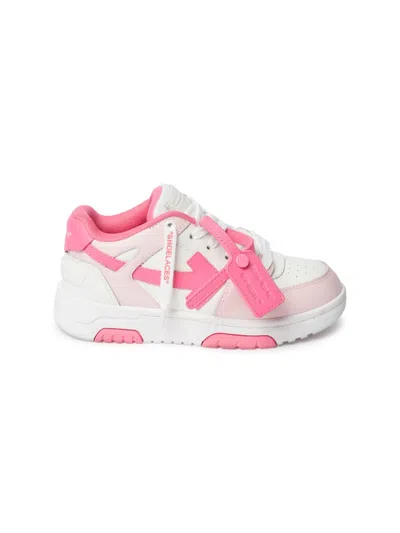 Off-white Mini Stylish Sneakers With Tags For Girls In Pink